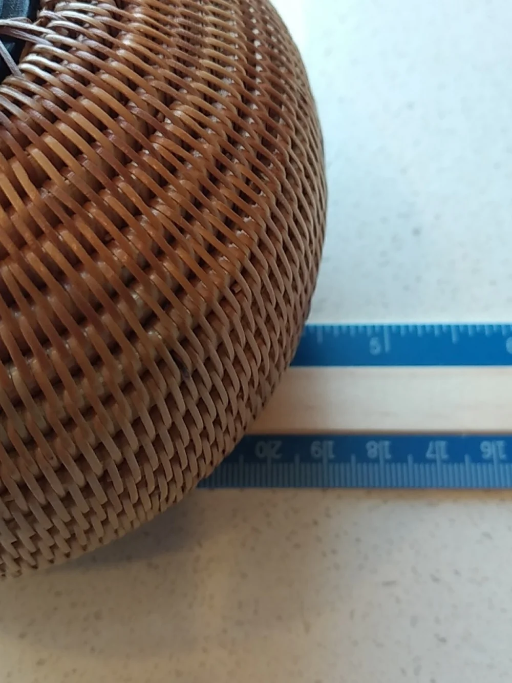 Fine Weaved Wicker Basket With Lid-Carved Wood Lizzard Handle, From Jakarta-Boho